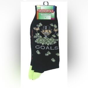 Monopoly Socks sz M/L Medium/Large (6-12) Black